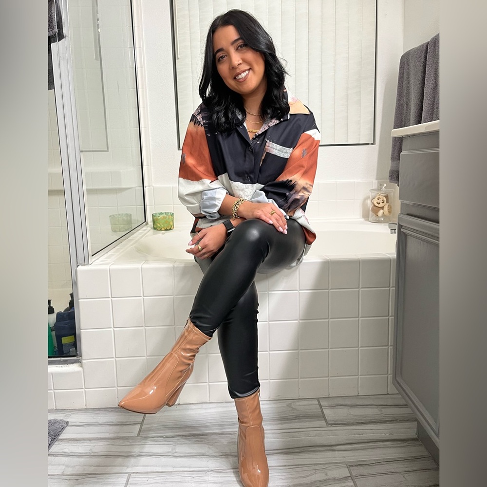 Pointed toe block heel booties